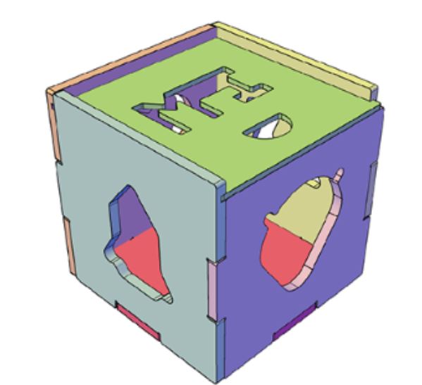 Vista isométrica de juguete didáctico sin piezas