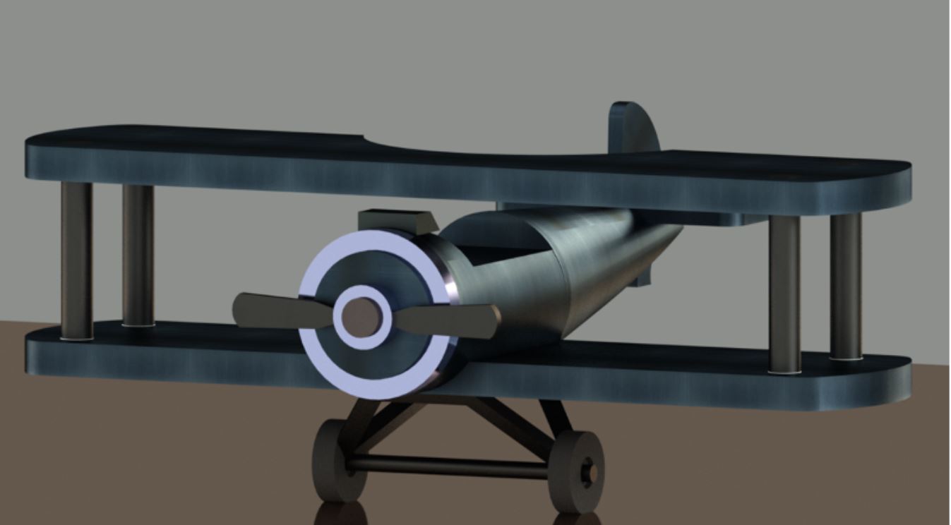 Render de avioneta vista de frente 