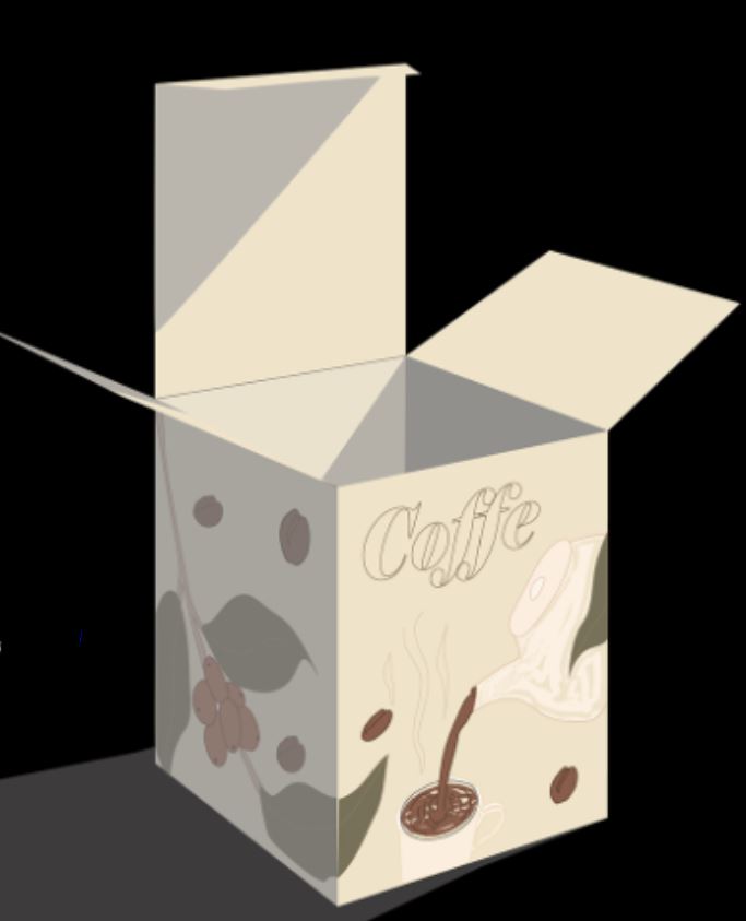 Vista isométrica de empaque construido